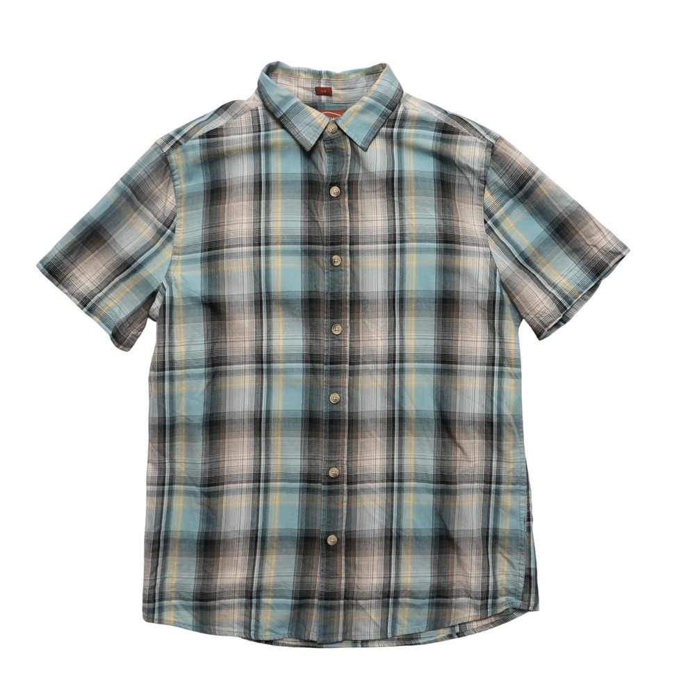 Red Ale by Alesbury Button Up Shirt Mens Medium Blue Plaid Slim Fit Short Sleeve